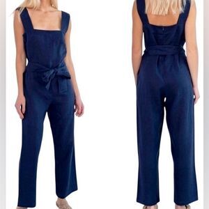 Vineyard Vines Linen/Cotton Jumpsuit in Dark Navy Blue Women’s 14